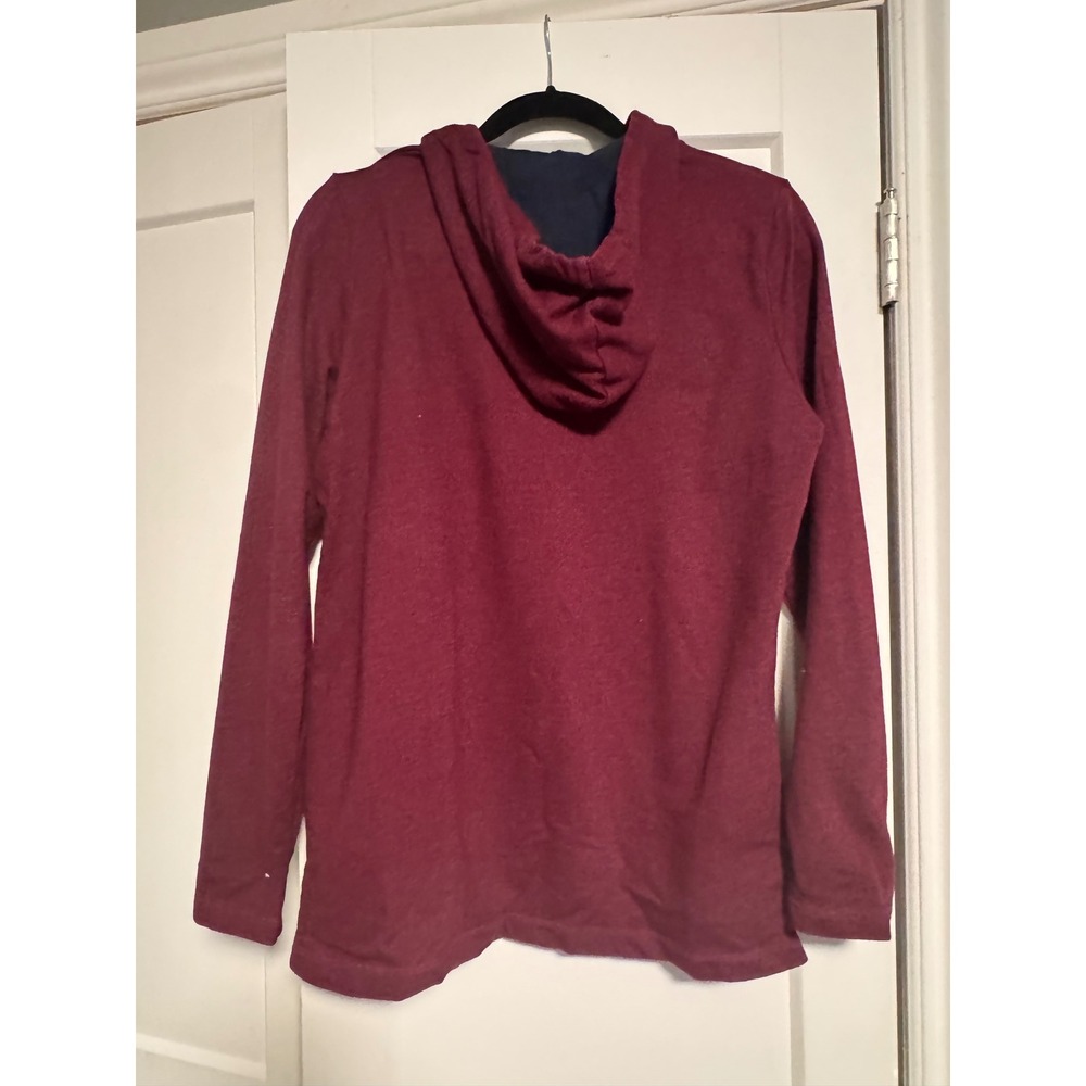 LL Bean Mens Burgundy Textured Henley Hoodie Pullover Sweatshirt Med‎ - Picture 4 of 7
